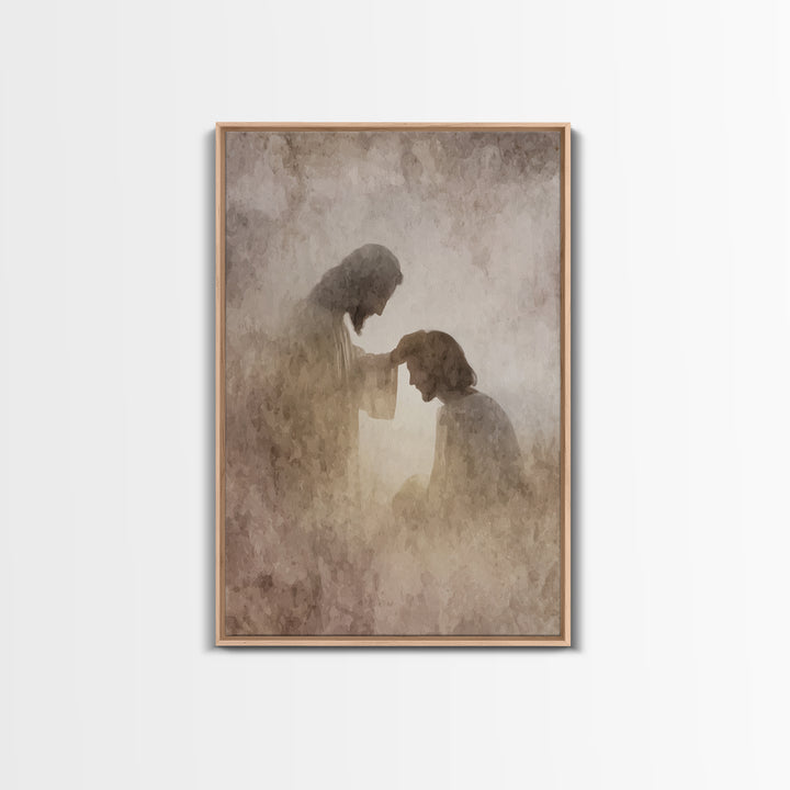 Quiet Anointed Light – Framed Canvas Print – Jesus Painting – Christian Art Print – Christian Wall Art – Christian Art Canvas – Christian G