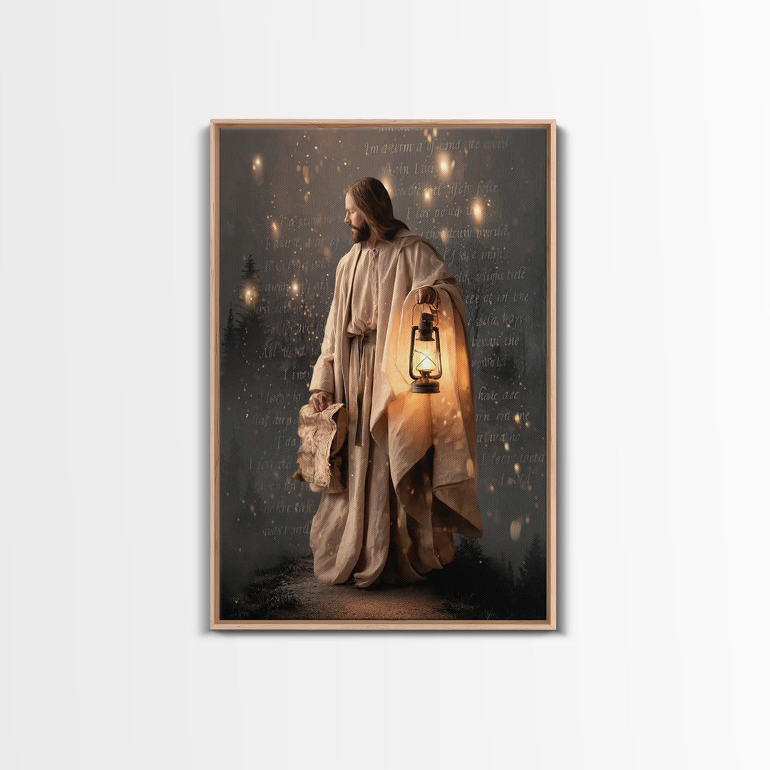 Guiding Through Night – Framed Canvas Print – Christian Wall Art – Christian Gift Ideas – Christian Art Print – Jesus Painting – Christian