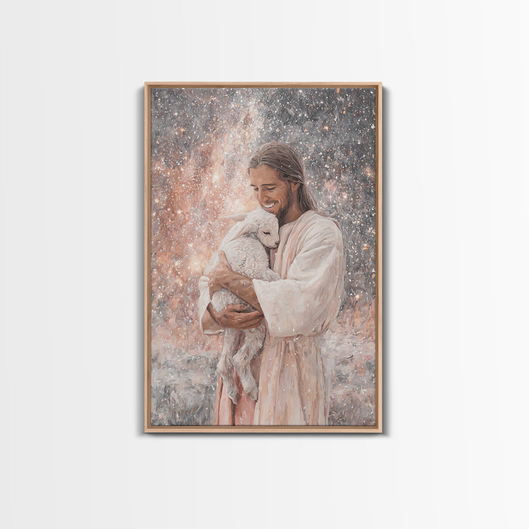 Radiant Shepherd Love – Framed Canvas Print – Christian Wall Art – Christian Art Print – Jesus Painting – Christian Art Canvas – Christian
