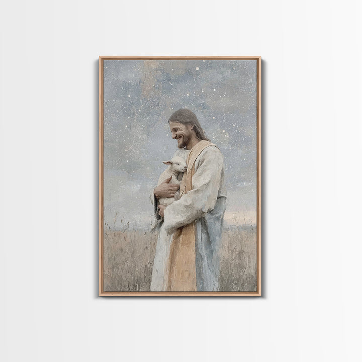 Joyful Meadow Grace – Framed Canvas Print – Christian Art Print – Jesus Painting – Christian Wall Art – Christian Decor – Christian Gift Id