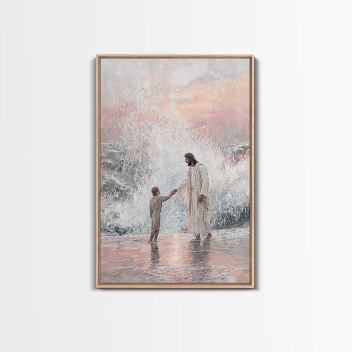 Waves of Trust – Framed Canvas Print – Christian Art Canvas – Christian Gift Ideas – Christian Wall Art – Jesus Painting – Christian Art Pr