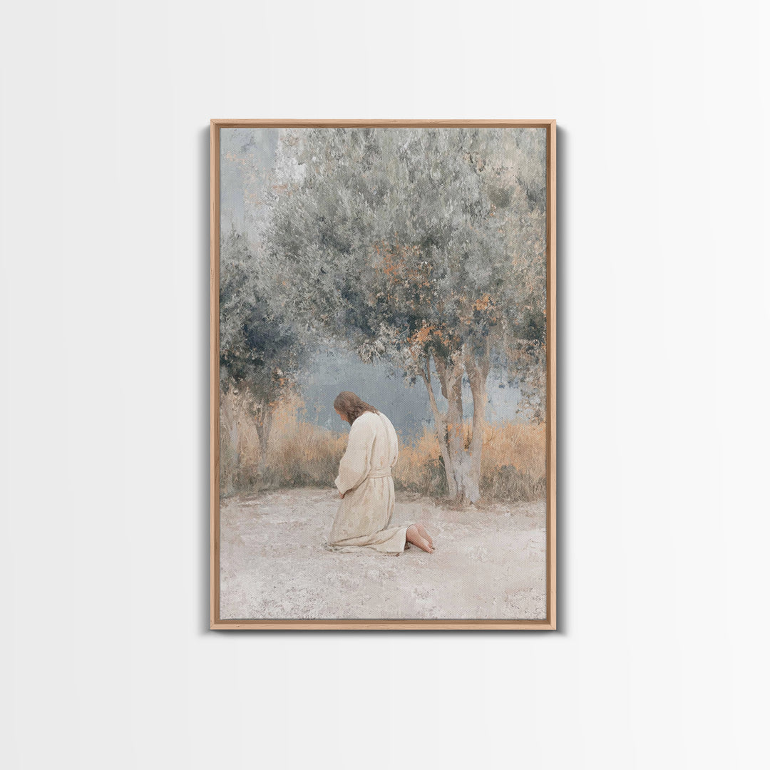 Humble Devotion, Framed Canvas Print, Jesus Painting, Christian Wall Art, Subtle Christian Paintings, Christian Art Canvas, Christian Chris