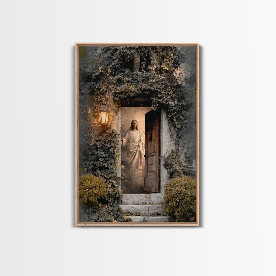 Radiant Threshold Light, Framed Canvas Print, Christian Wall Art, Jesus Canvas Art, Large Christian Painting, Christian Art Work, Christian