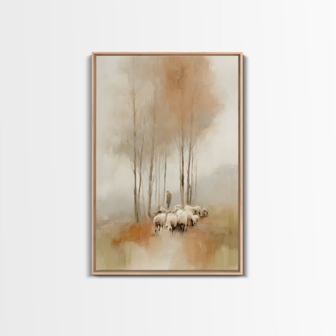 Shepherd’s Quiet Path, Framed Canvas Print, Christian Wall Art, Christian Art Canvas, Pastoral Scenery, Christian Art Work, Christian Gift
