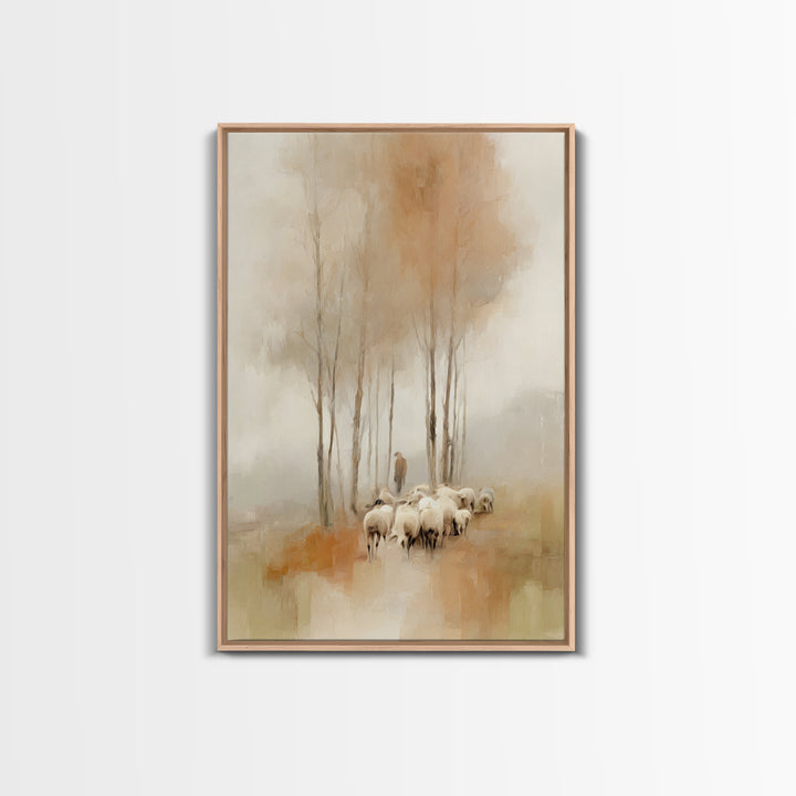 Shepherd’s Quiet Path, Framed Canvas Print, Christian Wall Art, Christian Art Canvas, Pastoral Scenery, Christian Art Work, Christian Gift