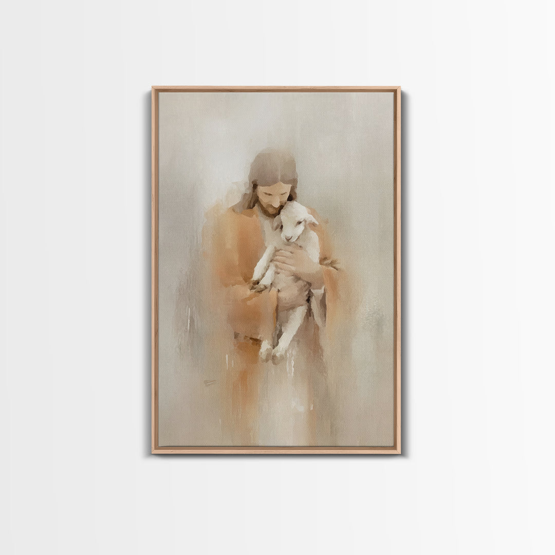 Twilight Shepherd Peace – Framed Canvas Print – Christian Wall Art – Christian Art Canvas – Jesus Painting – Moody Christmas Art – Christia