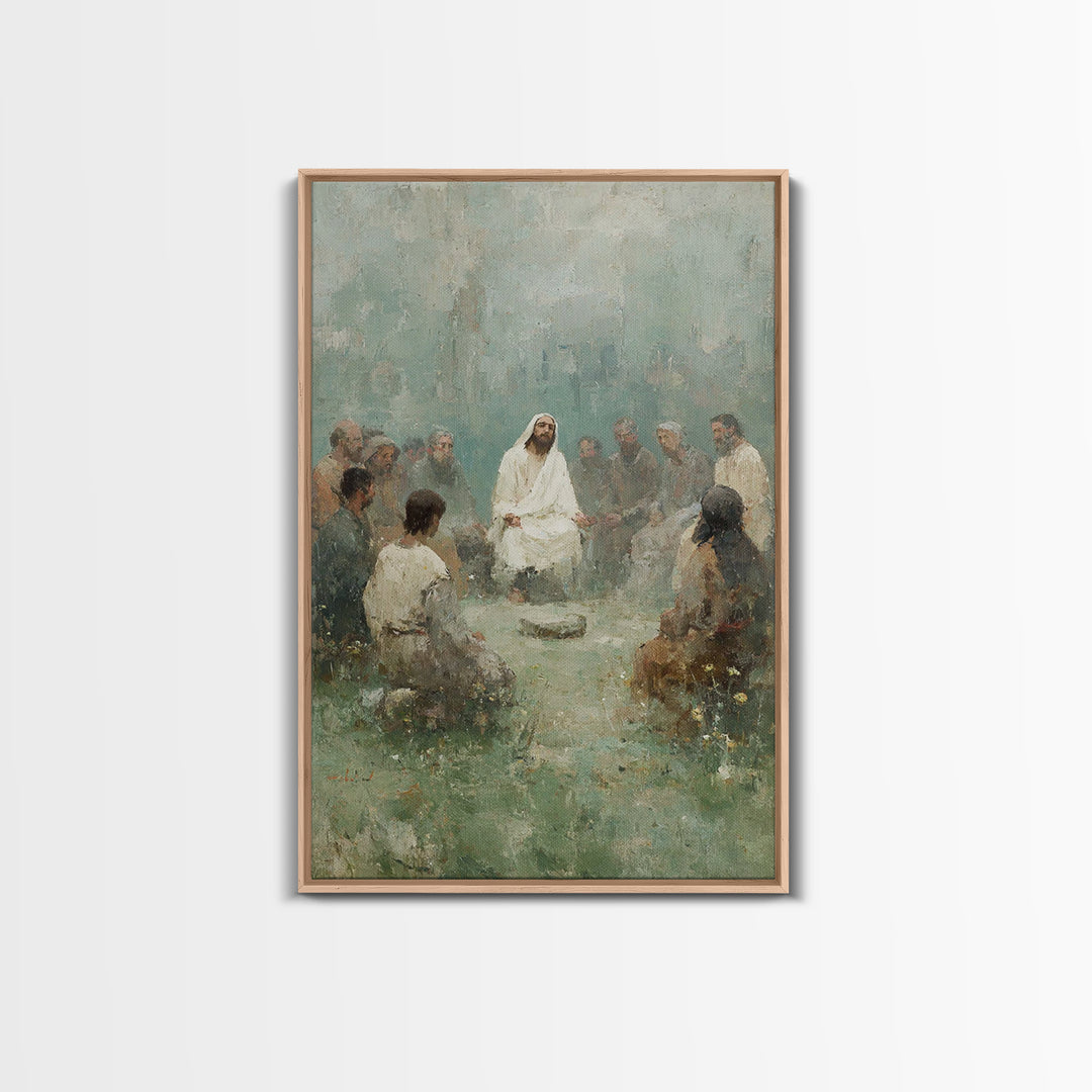 Gathered In Spirit | Framed Canvas Print | Christian Art Print | Christian Wall Art | Jesus Painting | Christian Gift | Modern Christian Ar