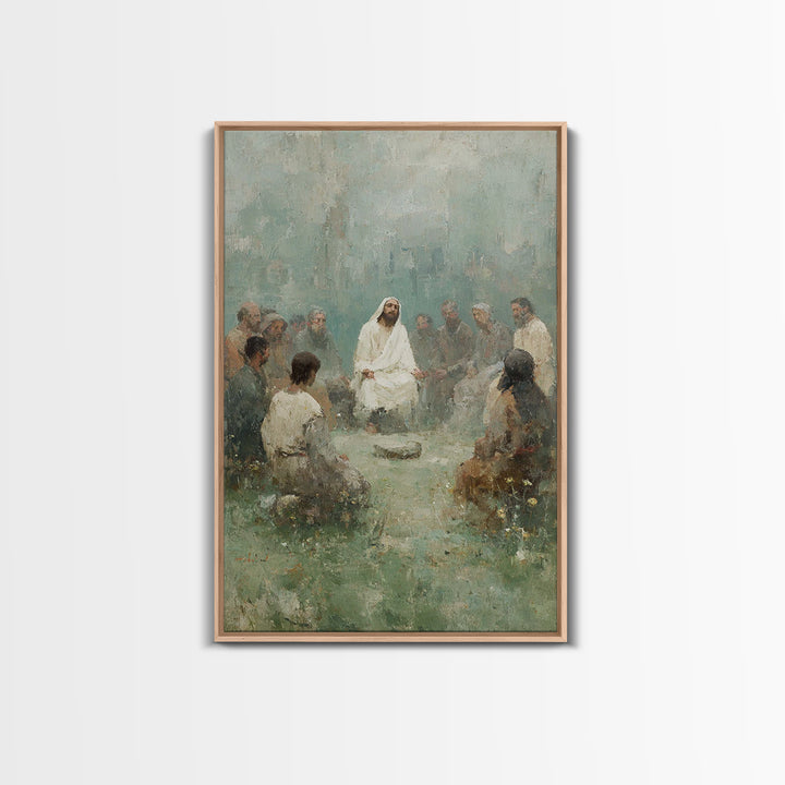 Gathered In Spirit | Framed Canvas Print | Christian Art Print | Christian Wall Art | Jesus Painting | Christian Gift | Modern Christian Ar
