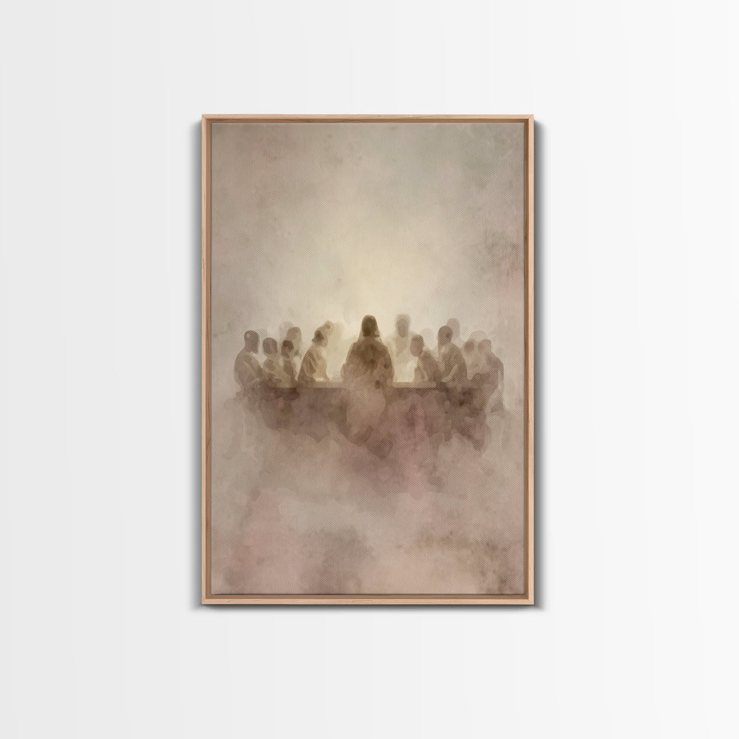 Sacred Supper | Framed Canvas Print | Christian Wall Art | Jesus Painting | Christian Art Canvas | Minimalist Christian Art | Christian Gif