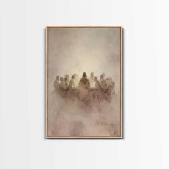 Sacred Supper | Framed Canvas Print | Christian Wall Art | Jesus Painting | Christian Art Canvas | Minimalist Christian Art | Christian Gif