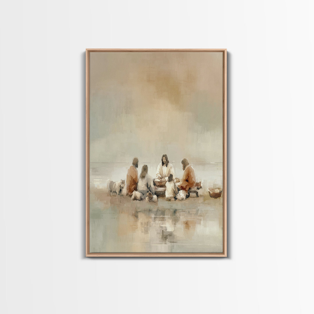 Flock Circle Light | Framed Canvas Print | Christian Wall Art | Christian Art Canvas | Jesus Painting | Christian Decor | Subtle Christian