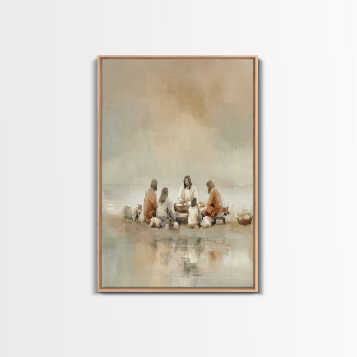 Flock Circle Light | Framed Canvas Print | Christian Wall Art | Christian Art Canvas | Jesus Painting | Christian Decor | Subtle Christian