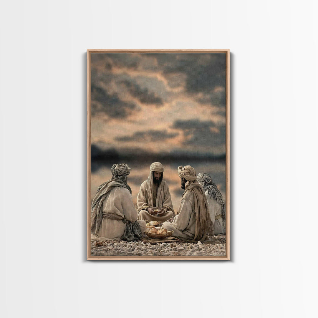 Desert Bread Fellowship – Framed Canvas Print – Christian Wall Art – Christian Art Canvas – Jesus Painting – Christian Decor – Unique Chris