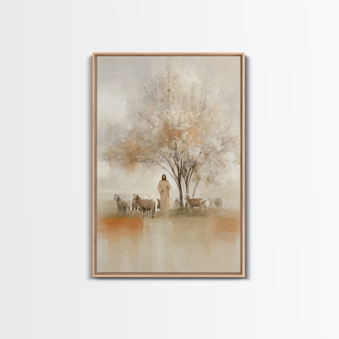 Quiet Orchard Watch, Framed Canvas Print, Christian Wall Art, Christian Art Canvas, Jesus Painting, Christian Decor, Minimalist Christian A