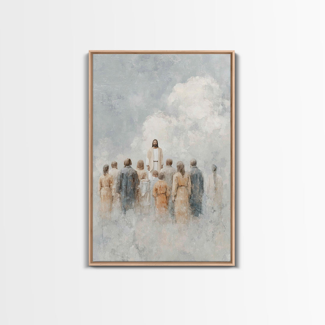 Ascension Amid Clouds – Framed Canvas Print – Christian Art Canvas – Christian Wall Art – Christian Art – Jesus Painting – Christian Decor