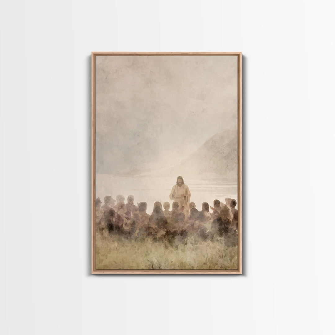 Silent Shore Message | Framed Canvas Print | Christian Wall Art | Christian Art Canvas | Jesus Painting | Christian Art | Christian Decor |