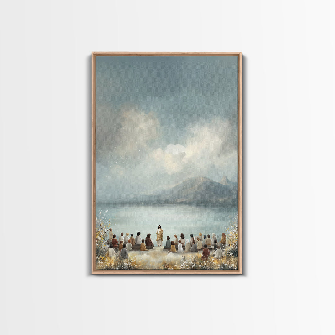 Lakefront Morning Word – Framed Canvas Print – Christian Art Canvas – Christian Wall Art – Jesus Painting – Christian Art – Christian Decor
