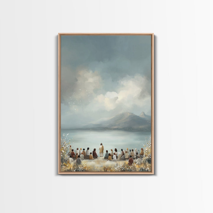 Lakefront Morning Word – Framed Canvas Print – Christian Art Canvas – Christian Wall Art – Jesus Painting – Christian Art – Christian Decor