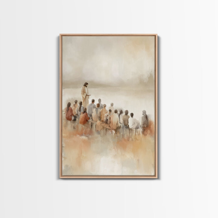 Quiet Shore Lesson – Framed Canvas Print – Christian Art Canvas – Minimalist Christian Art – Jesus Painting – Christian Wall Art – Subtle C