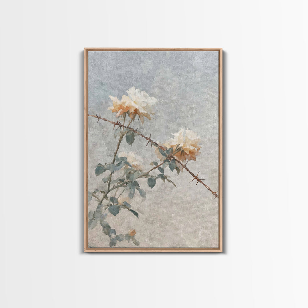 Thorn And Bloom – Framed Canvas Print – Christian Art Canvas – Christian Wall Art – Christian Painting – Christian Decor – Minimalist Chris