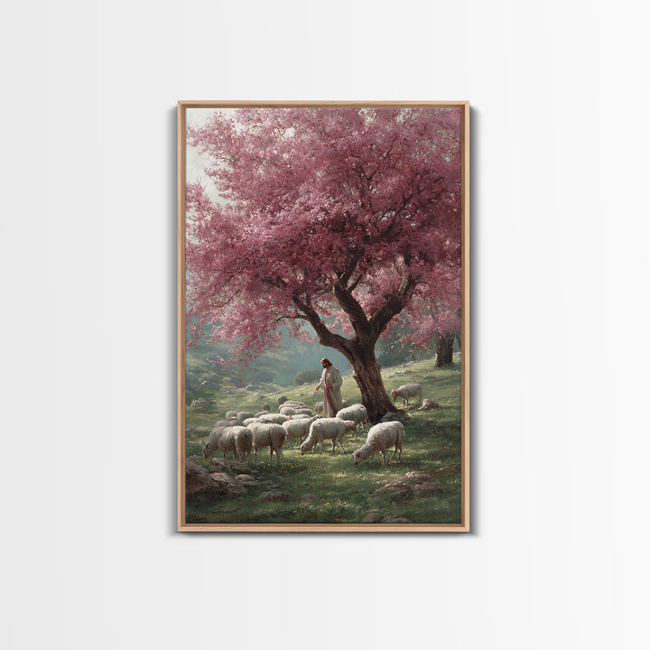 Pasture Of Peace | Framed Canvas Print | Christian Art Canvas | Jesus Painting | Christian Wall Art | Christian Christmas Art | Modern Chri
