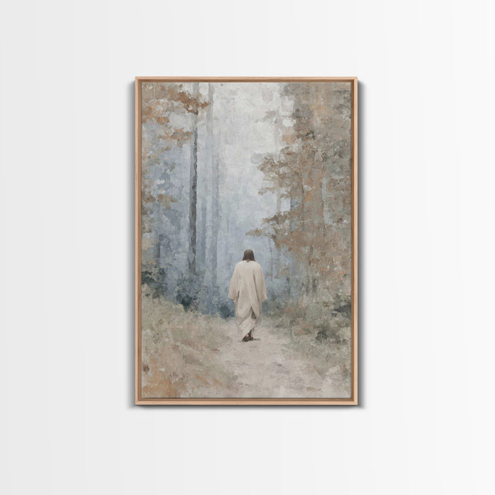 Misty Woodland Peace | Framed Canvas Print | Christian Wall Art | Minimalist Christian Art | Christian Art Canvas | Jesus Painting | Subtle