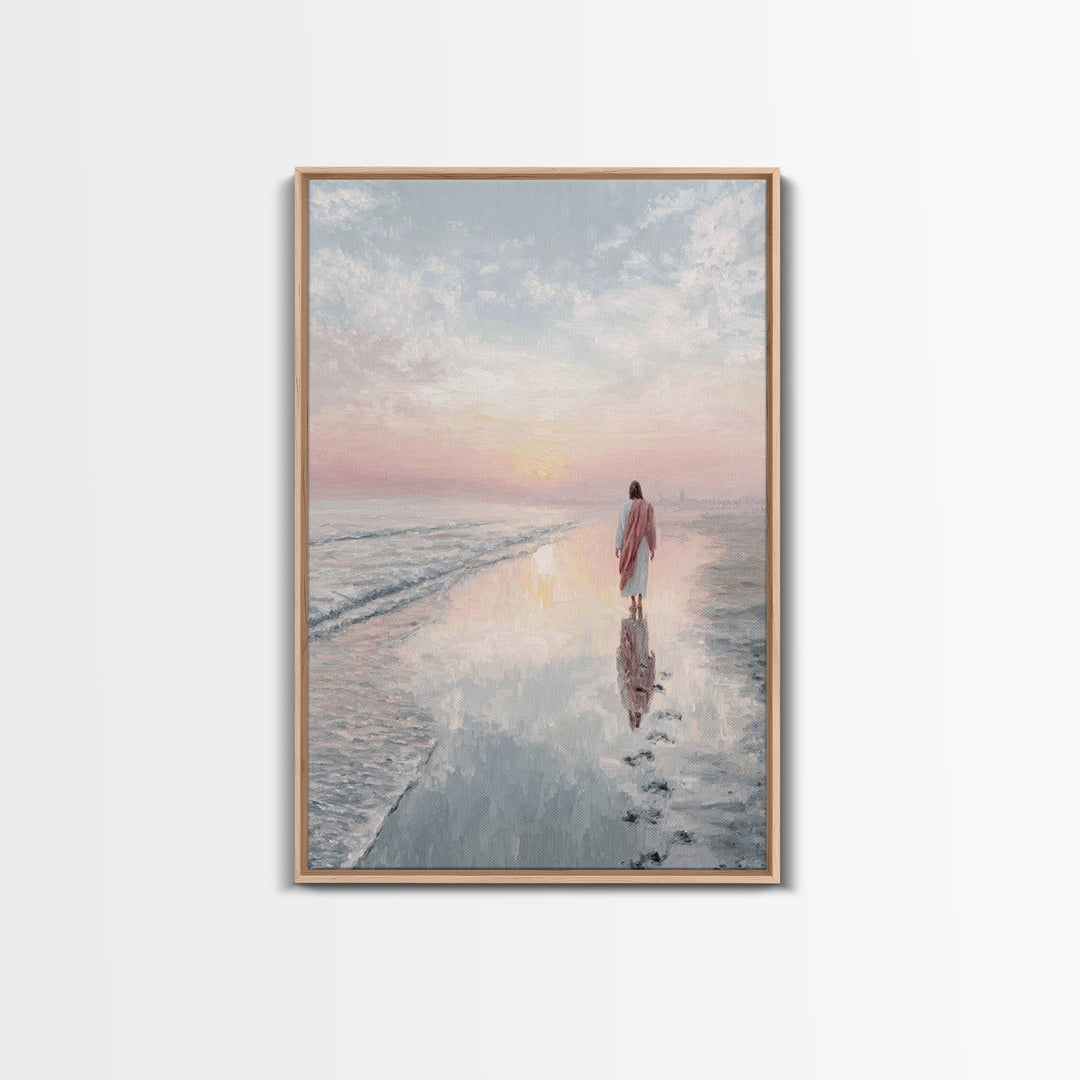 Shore Of Grace – Framed Canvas Print – Christian Wall Art – Christian Art Canvas – Jesus Painting – Christian Art Print – Christian Christm