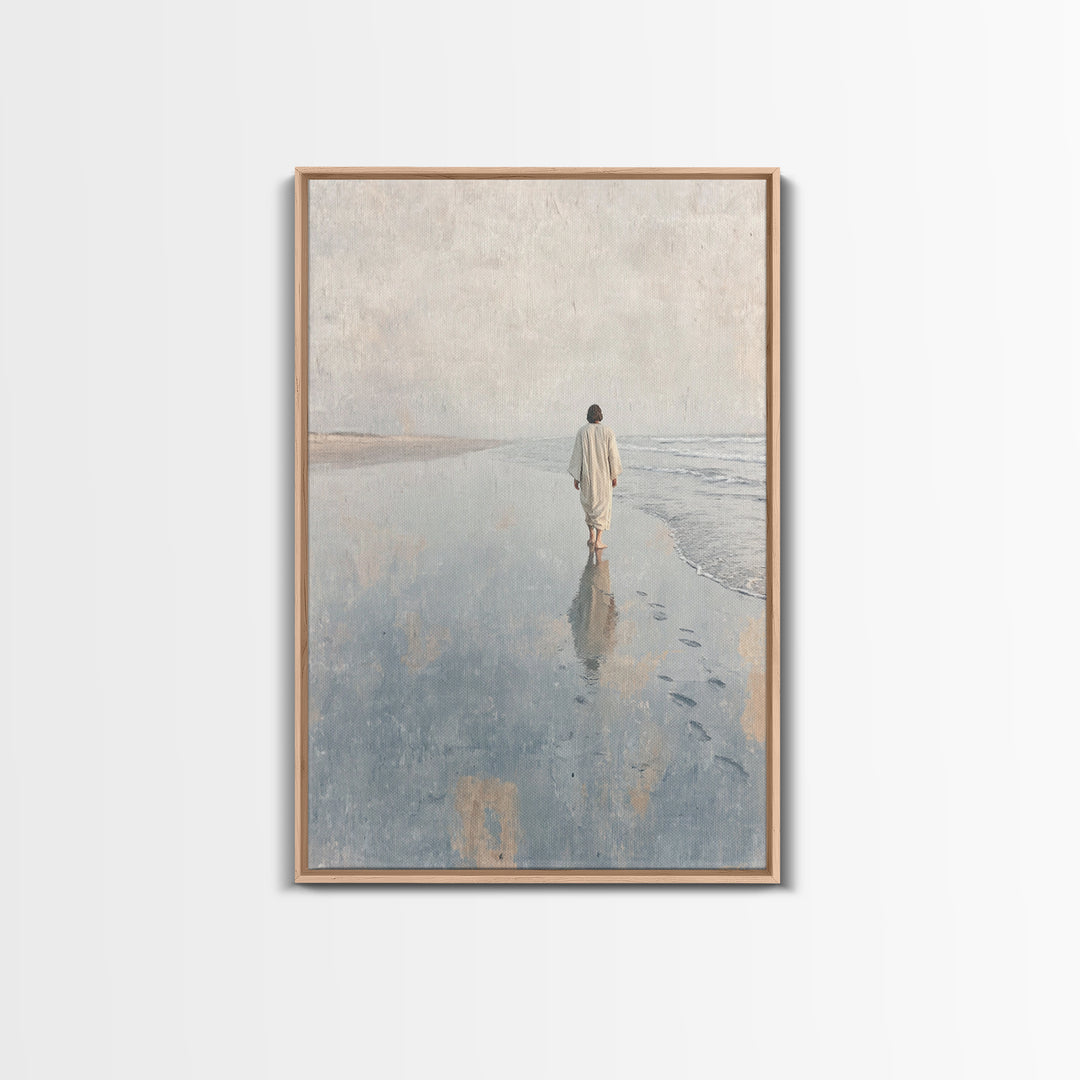 Walk Of Faith - Framed Canvas Print - Christian Wall Art - Jesus Painting - Christian Art Canvas - Minimalist Christian Art - Christian Dec