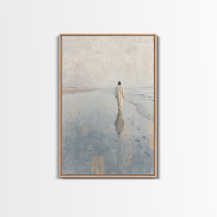 Walk Of Faith - Framed Canvas Print - Christian Wall Art - Jesus Painting - Christian Art Canvas - Minimalist Christian Art - Christian Dec