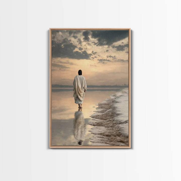 Footsteps Of Promise – Framed Canvas Print – Christian Wall Art – Jesus Painting – Christian Art Canvas – Modern Christian Art – Christian