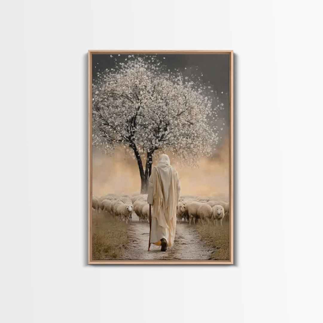 Blossom Shepherd Way – Framed Canvas Print – Jesus Painting – Christian Art Canvas – Christian Wall Art – Christian Art Work – Christian De