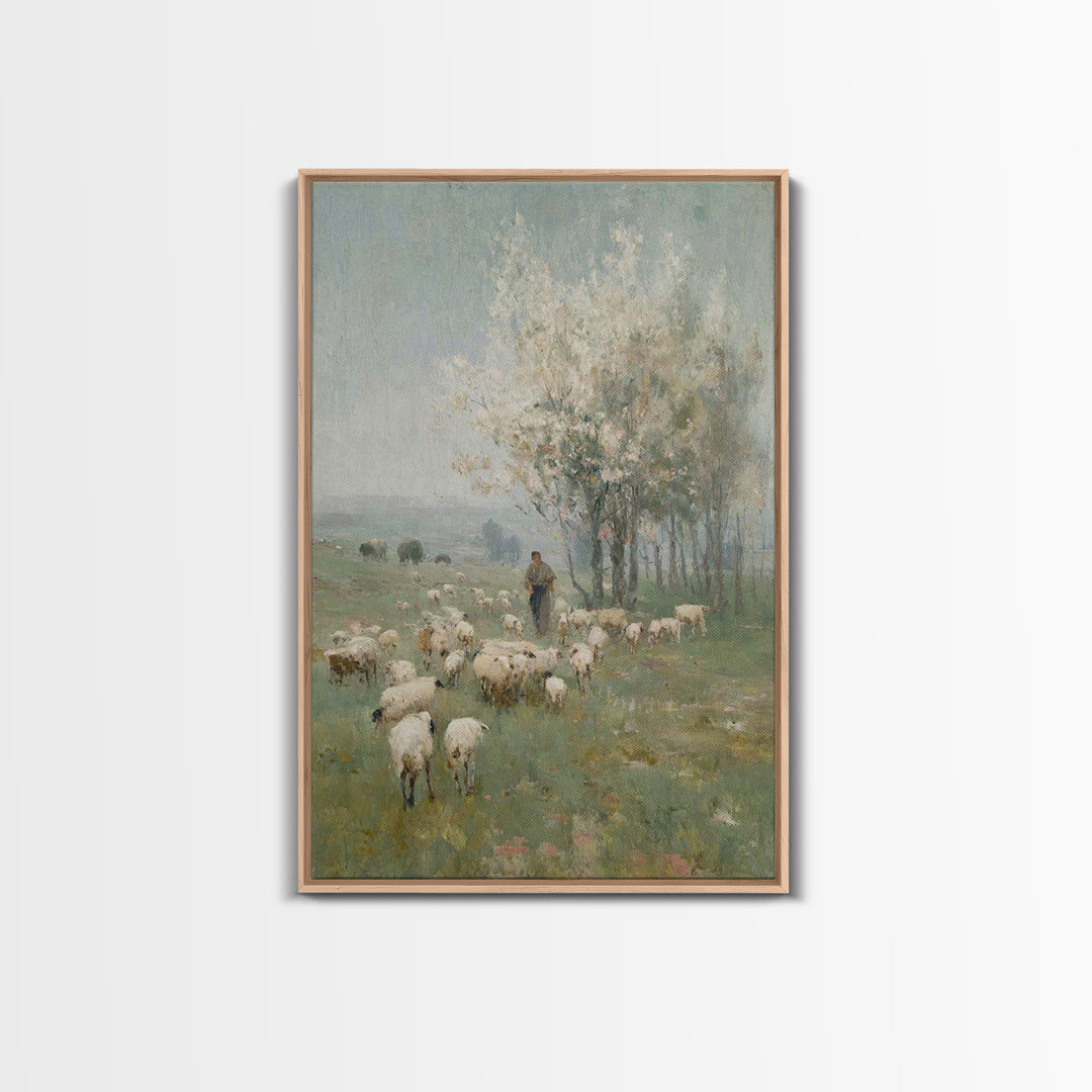 Spring Meadow Guide – Framed Canvas Print – Christian Art Canvas – Christian Painting – Christian Wall Art – Christian Gift – Subtle Christ