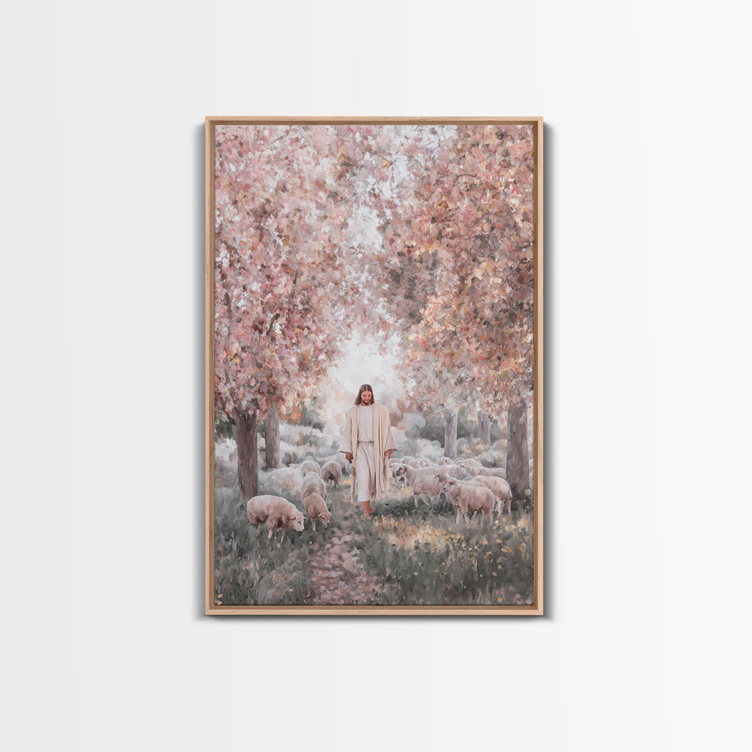 Pathway Of Gentle Care – Framed Canvas Print – Christian Wall Art – Jesus Painting – Christian Art Canvas – Christian Gift Ideas – Vintage