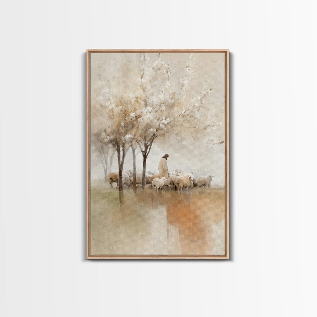 Blossoms Of Grace – Framed Canvas Print – Christian Wall Art – Jesus Painting – Christian Art Canvas – Vintage Christian Art – Christian Gi