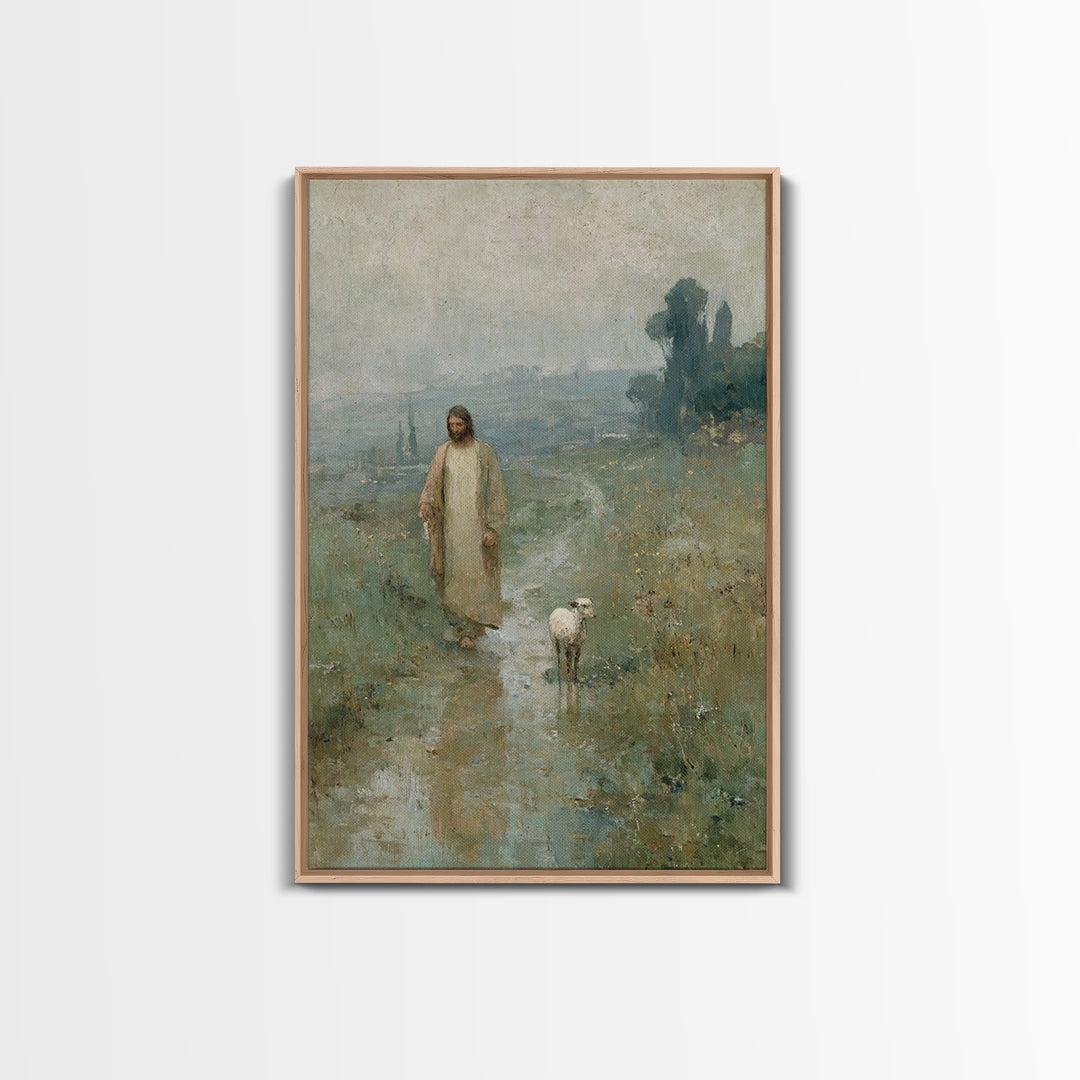 Gentle Morning Walk – Framed Canvas Print – Christian Wall Art – Jesus Painting – Subtle Christian Art – Christian Art Print – Christian De