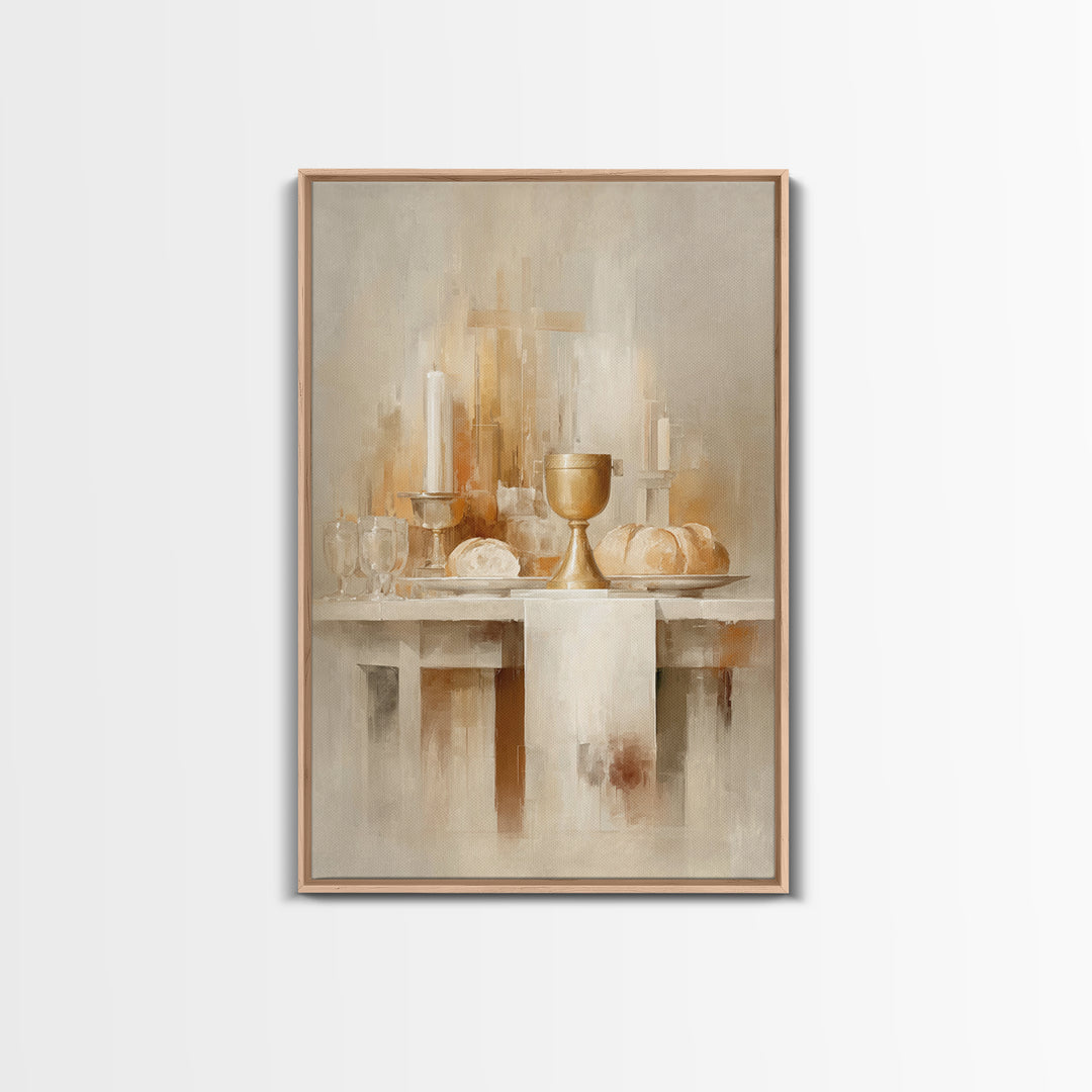 Sacred Communion Light | Framed Canvas Print | Christian Wall Art | Christian Christmas Art | Christian Art Canvas | Unique Christian Art