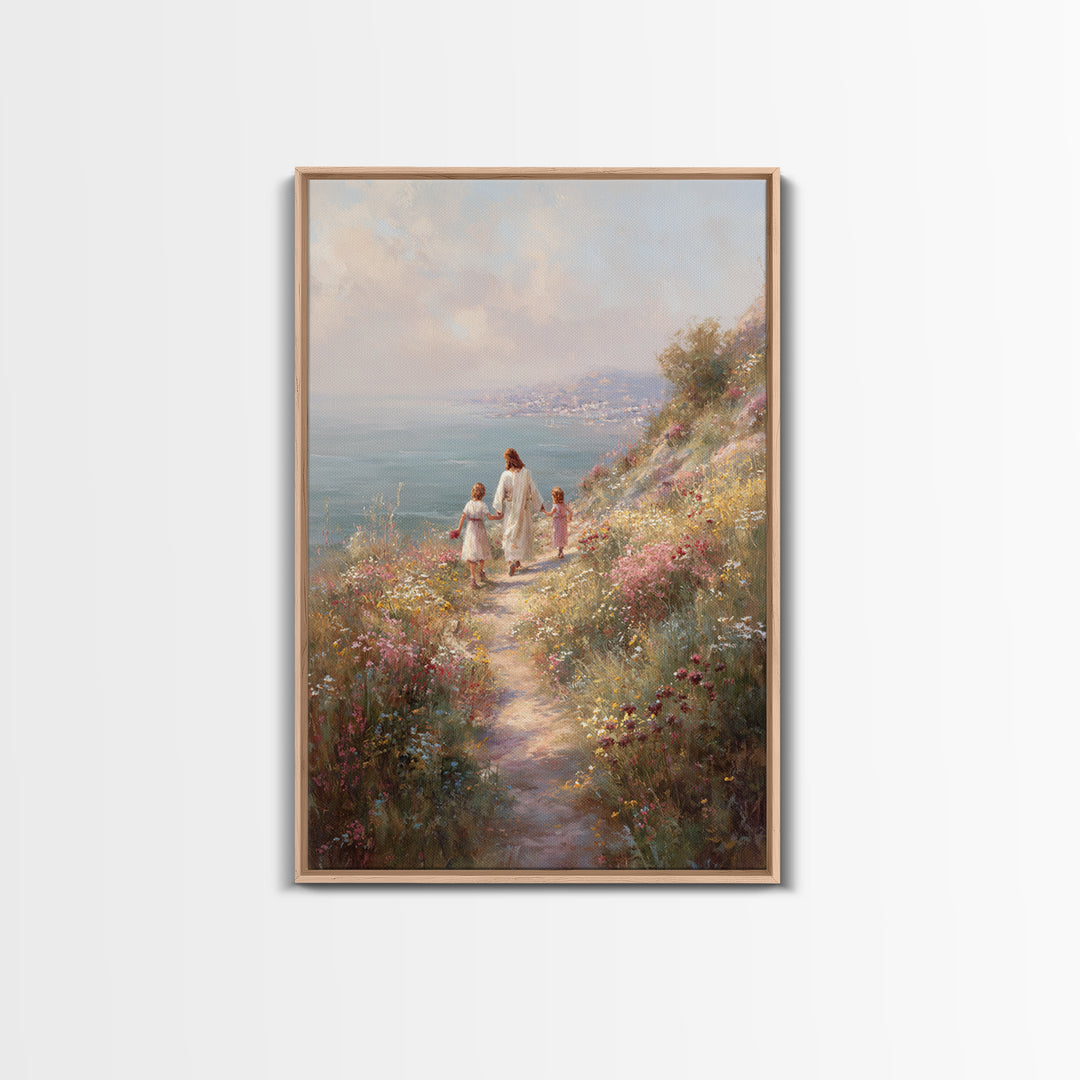 Seaside Promise Light – Framed Canvas Print – Christian Wall Art – Christian Art Canvas – Jesus Painting – Christian Decorations – Subtle C