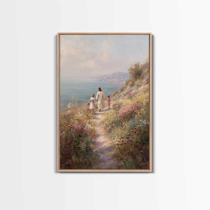 Seaside Promise Light – Framed Canvas Print – Christian Wall Art – Christian Art Canvas – Jesus Painting – Christian Decorations – Subtle C