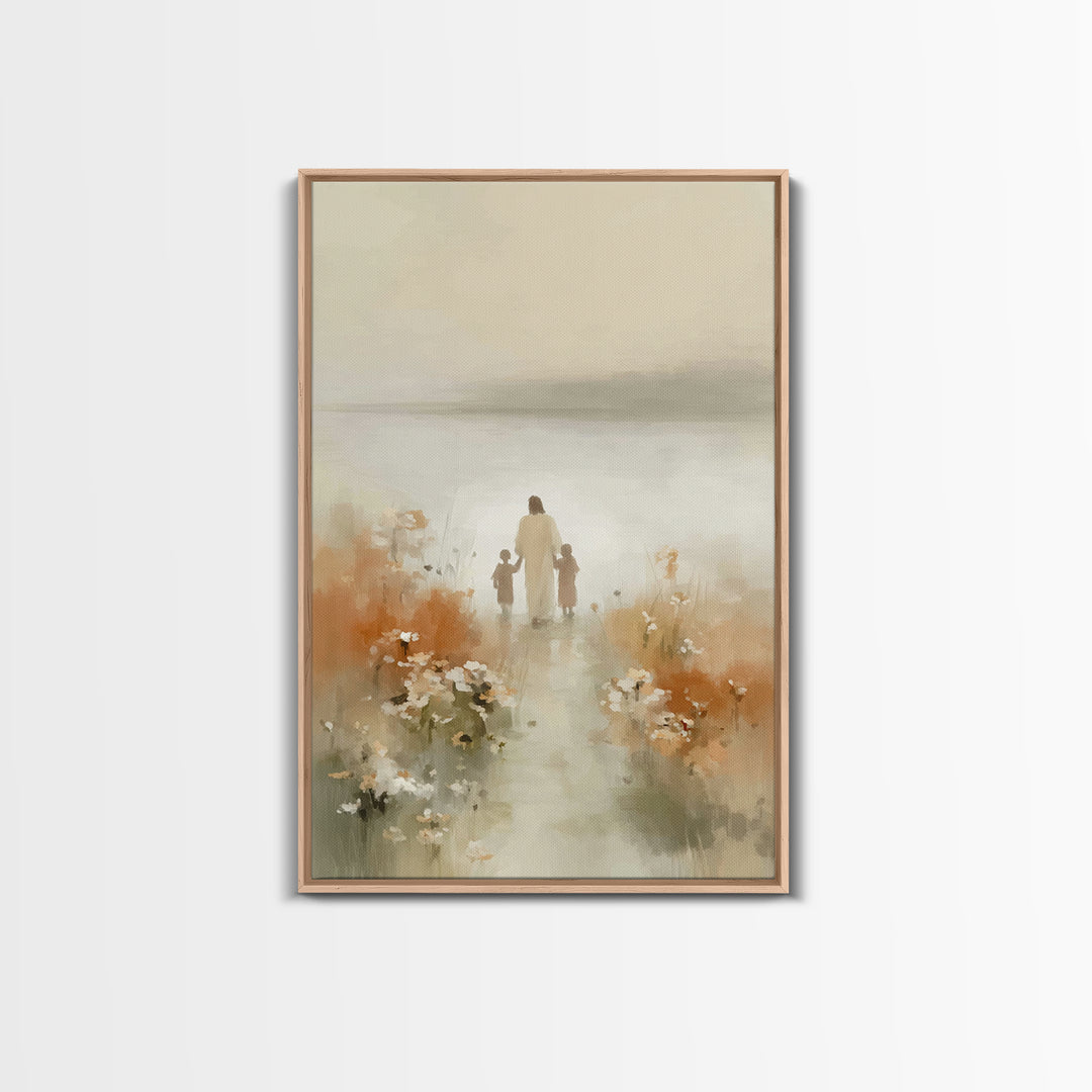 Soft Meadow Peace – Framed Canvas Print – Christian Wall Art – Jesus Art Print – Minimalist Christian Art – Christian Gift Ideas – Christia