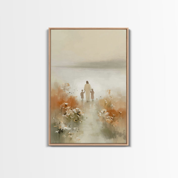 Soft Meadow Peace – Framed Canvas Print – Christian Wall Art – Jesus Art Print – Minimalist Christian Art – Christian Gift Ideas – Christia