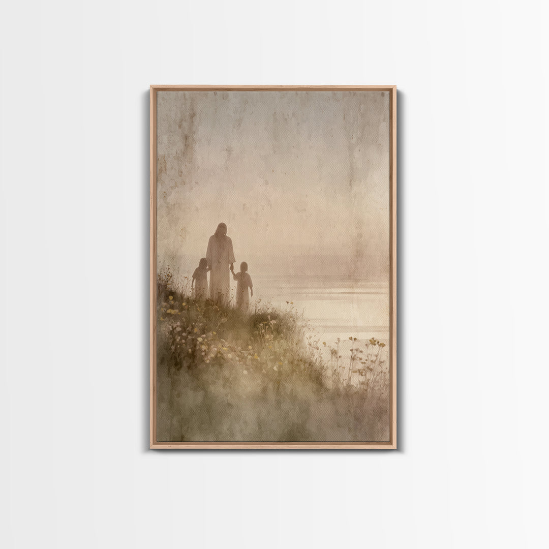 Blossoms By The Sea, Framed Canvas Print, Christian Wall Art, Jesus Art Print, Christian Art Canvas, Christian Decoration, Large Christian