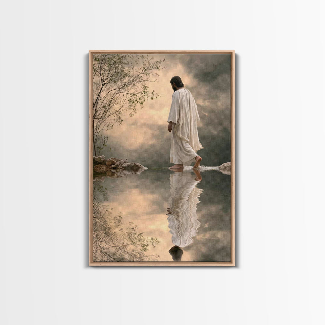 Sacred Steps Dawn – Framed Canvas Print – Christian Wall Art – Jesus Painting – Modern Christian Art – Christian Art Canvas – Christian Gif