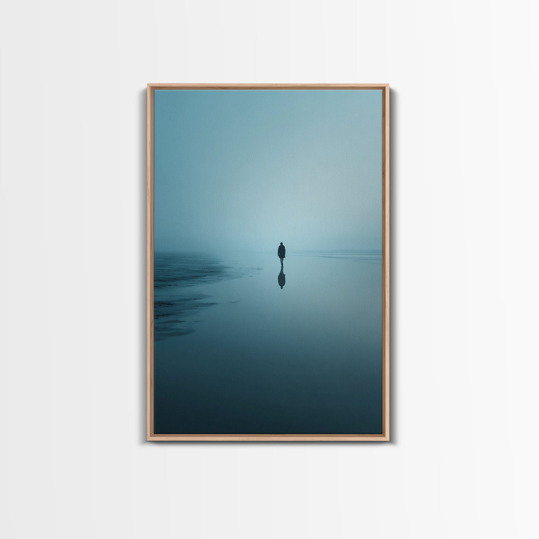 Blue Stillness , Framed Canvas Print, Christian Wall Art, Christian Art Canvas, Jesus Painting, Blue Christian Art, Moody Christian Art