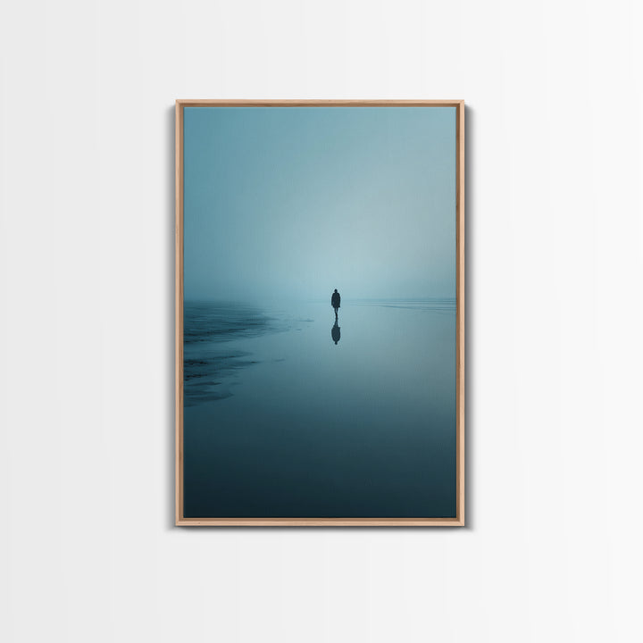 Blue Stillness , Framed Canvas Print, Christian Wall Art, Christian Art Canvas, Jesus Painting, Blue Christian Art, Moody Christian Art