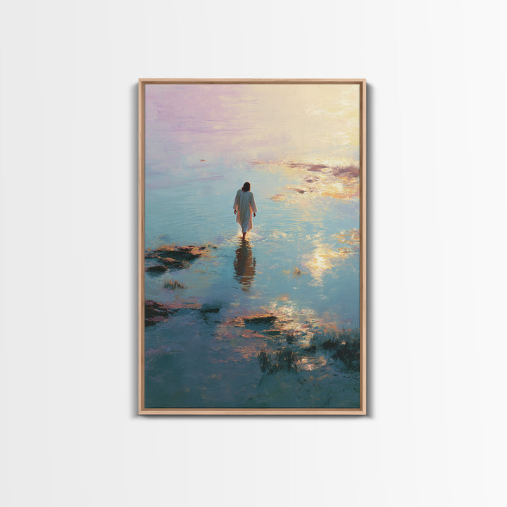 Waters Of Promise - Framed Canvas Print - Christian Art Canvas - Christian Wall Art - Jesus Painting - Modern Christian Painting