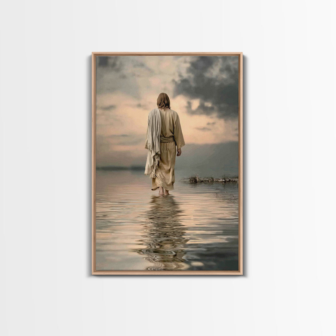 Evening Grace | Framed Canvas Print | Jesus Painting | Christian Art Canvas | Christian Wall Art | Moody Christian Art