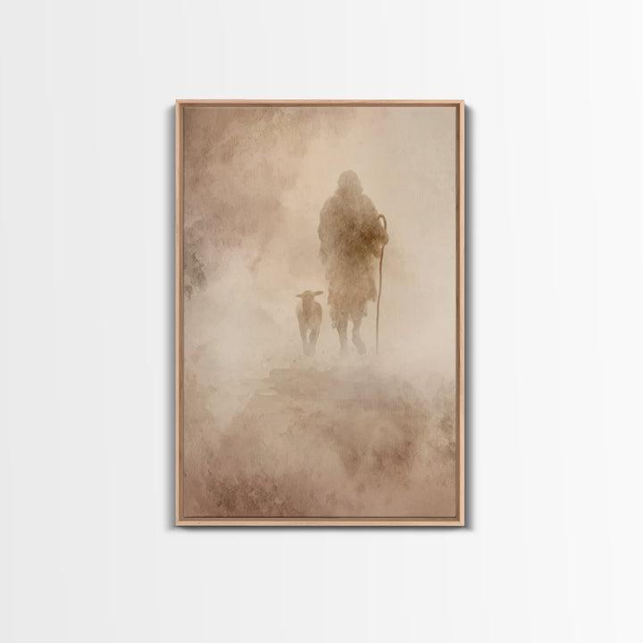 Guiding Shepherd , Framed Canvas Print, Christian Art Canvas, Christian Wall Art, Christian Painting, Christian Art Print