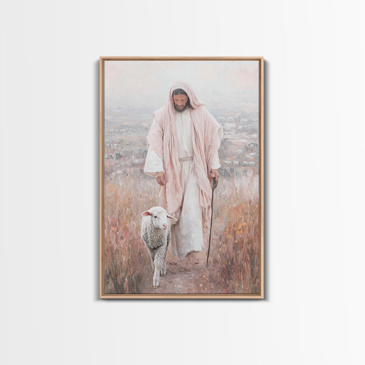 Fields Of Grace – Framed Canvas Print – Christian Wall Art – Christian Art Canvas – Jesus Painting – Modern Christian Art – Christmas Art