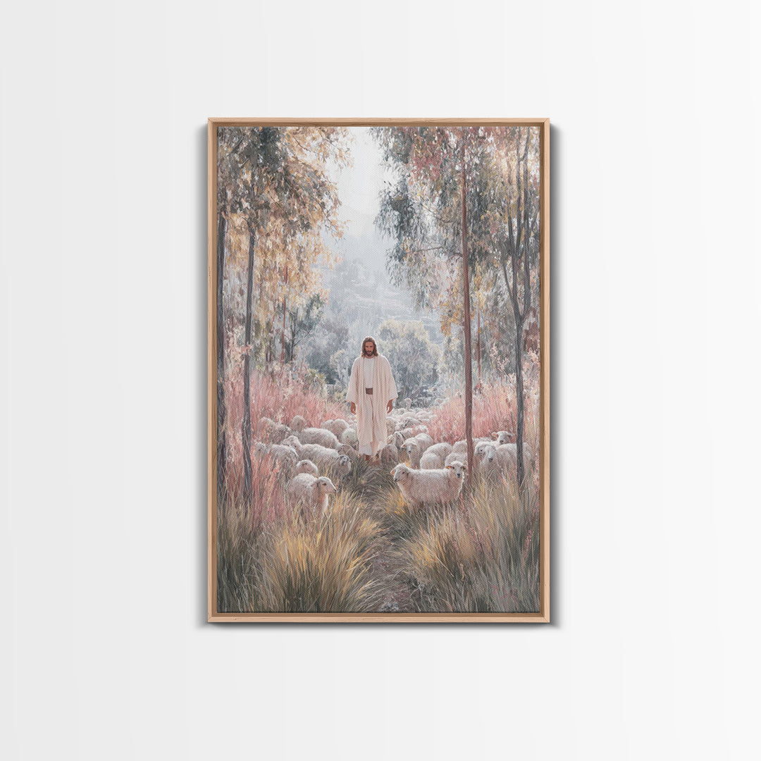 Radiant Shepherd – Framed Canvas Print – Christian Art Canvas – Christian Wall Art – Jesus Painting – Modern Christian Art – Christian Chri