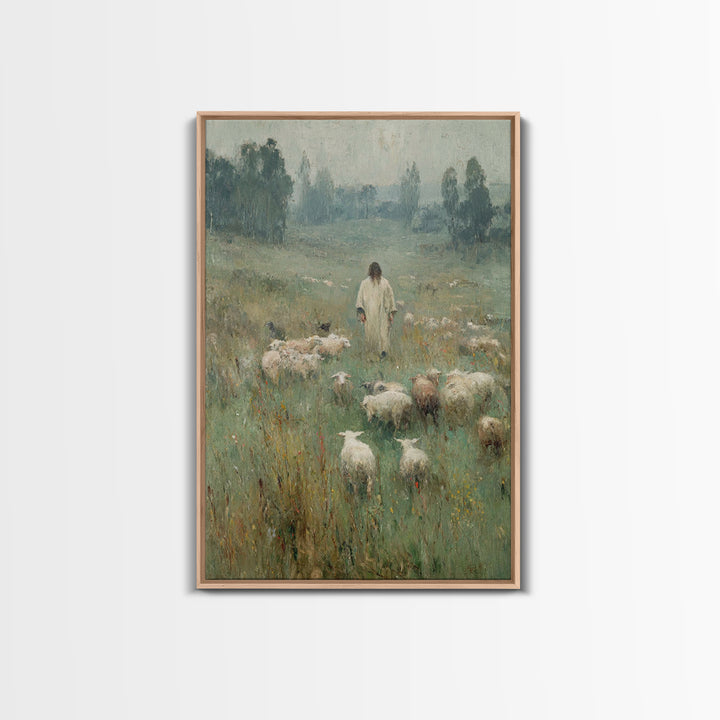 Pasture Reverence – Framed Canvas Print – Vintage Christian Art – Christian Wall Art – Christian Art Canvas – Jesus Painting – Christian De